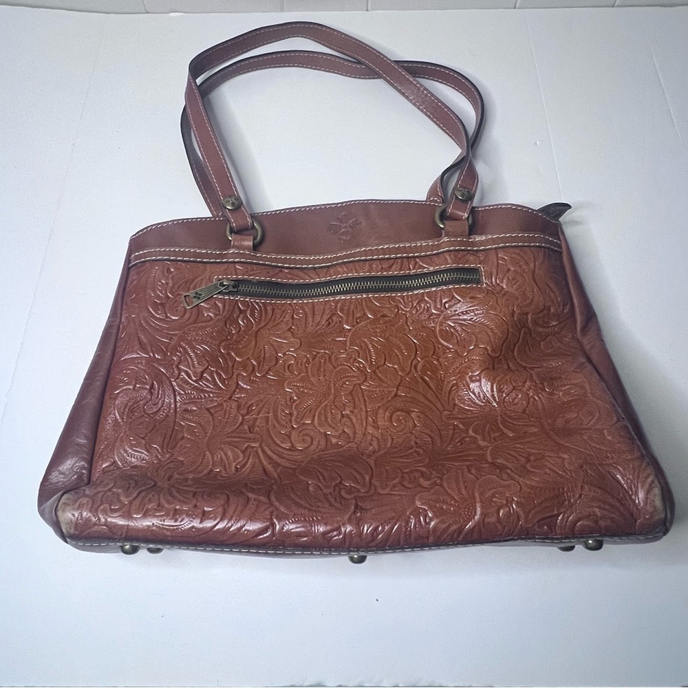 Patricia Nash Embossed Leather Shoulder Bag - Rich Brown